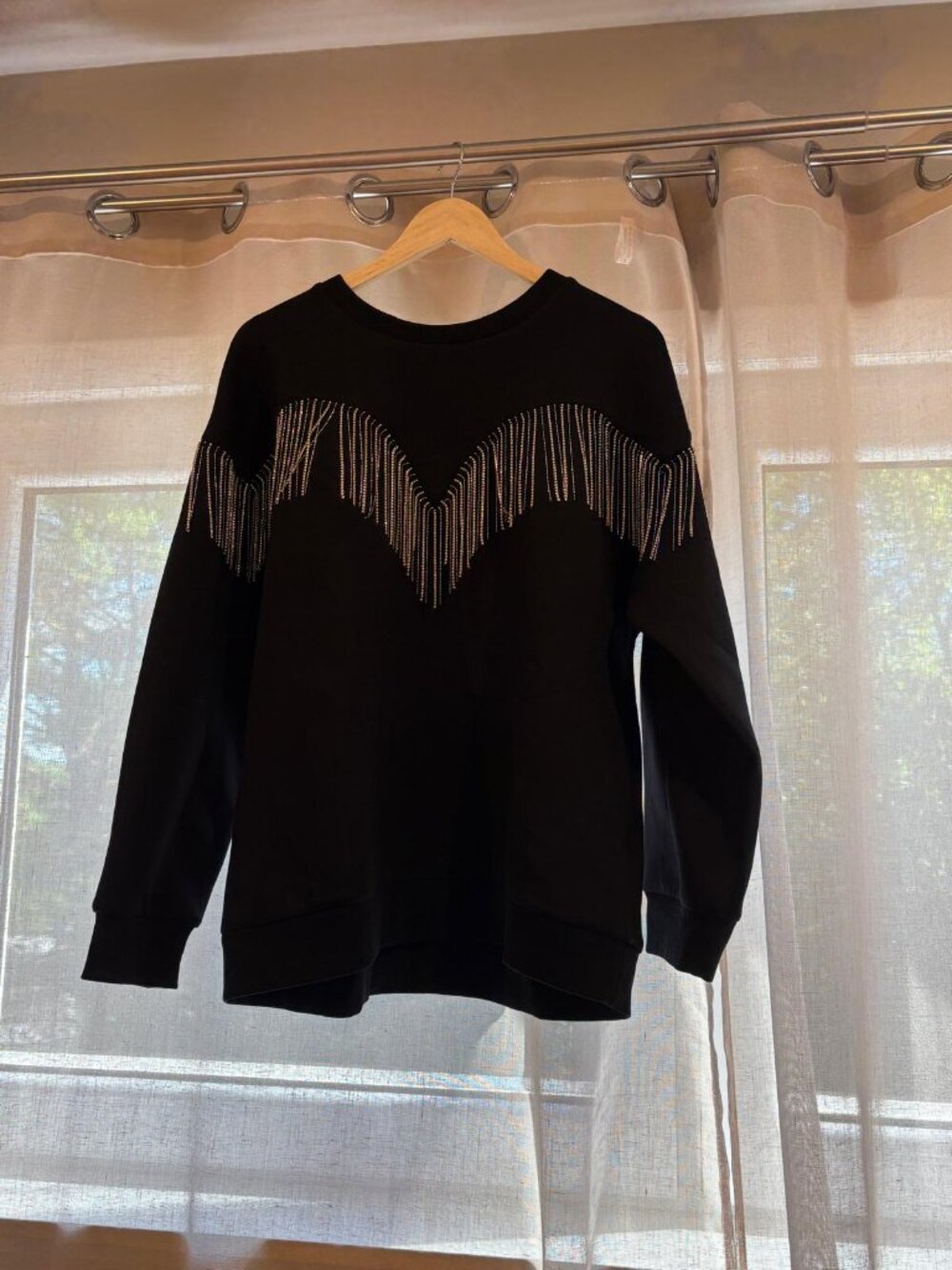 English Factory Rhinestone Fringe Sweatshirt - Picture 5 of 7